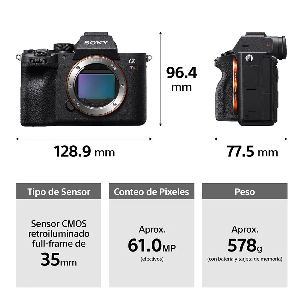 Cámara profesional Alpha a7R IV Full Frame Mirrorless | ISO 102400 | 4K | ILCE-7RM4A