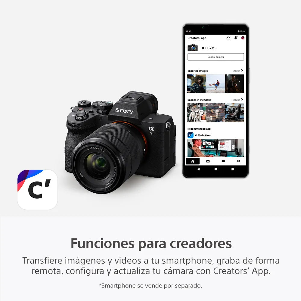Cámara profesional híbrida Alpha a7 V Full Frame Mirrorless con lente 28-70mm de segunda generación | ILCE-7M5M