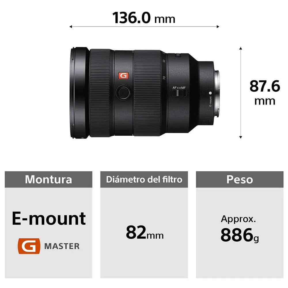 Lente Zoom Estándar | Montura E Full Frame | G Master | 24-70 mm F2.8 | SEL2470GM
