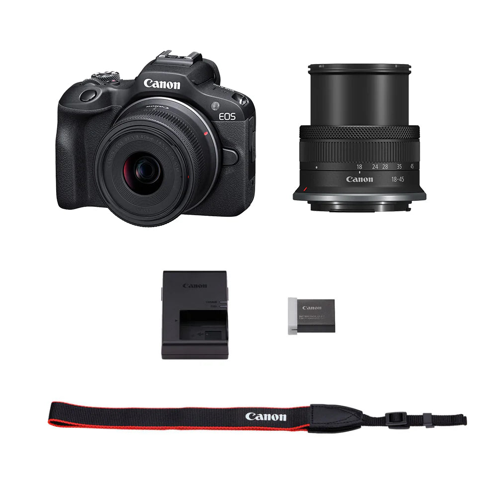 Cámara Canon Mirrorless EOS R100 + Lente RF S 18-45mm f/4.5-6.3 IS STM + Maletín + Memoria 64GB (Combo básico)