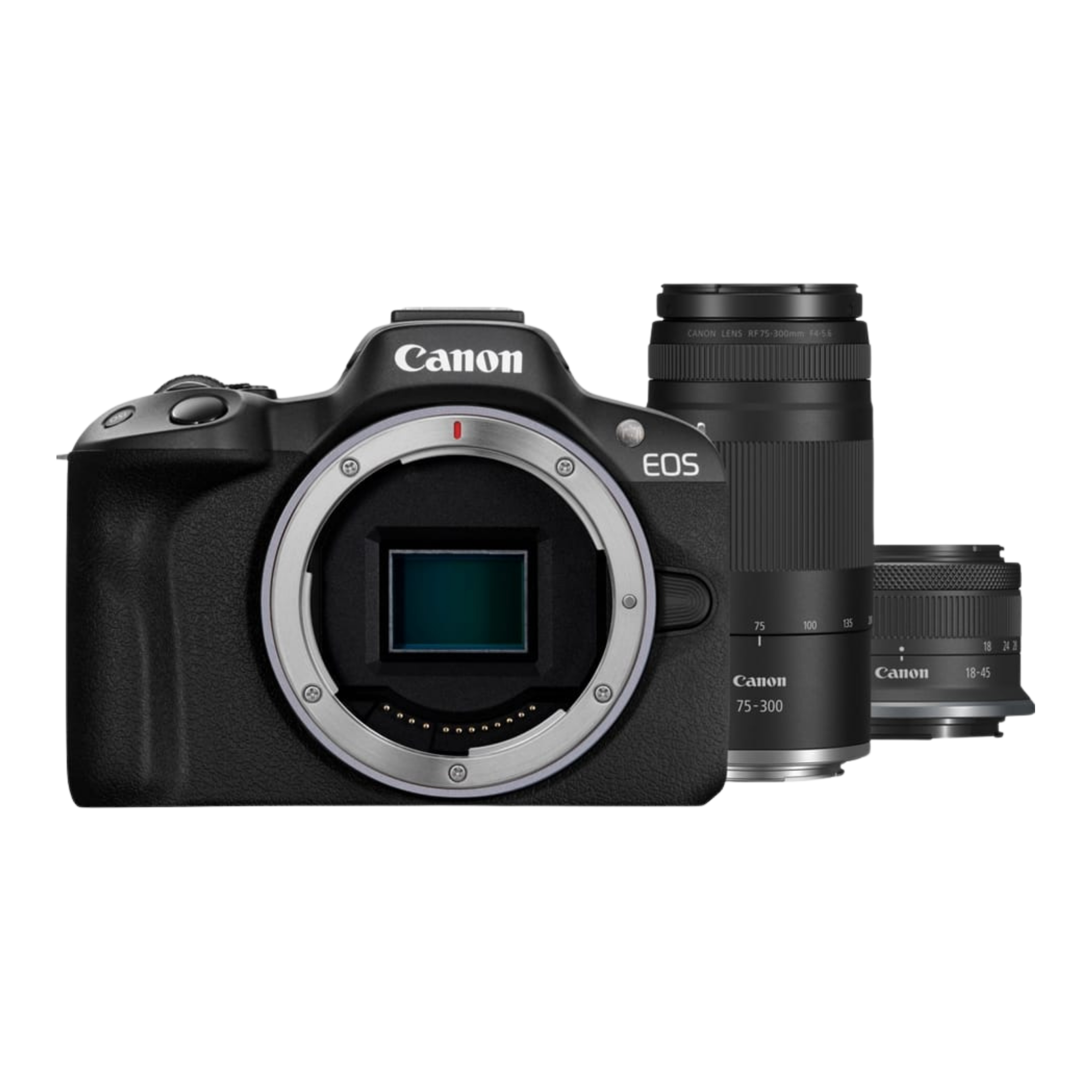 Cámara Mirrorless EOS R50 con Lente RF S 18-45mm y RF 75-300 + Kit Básico