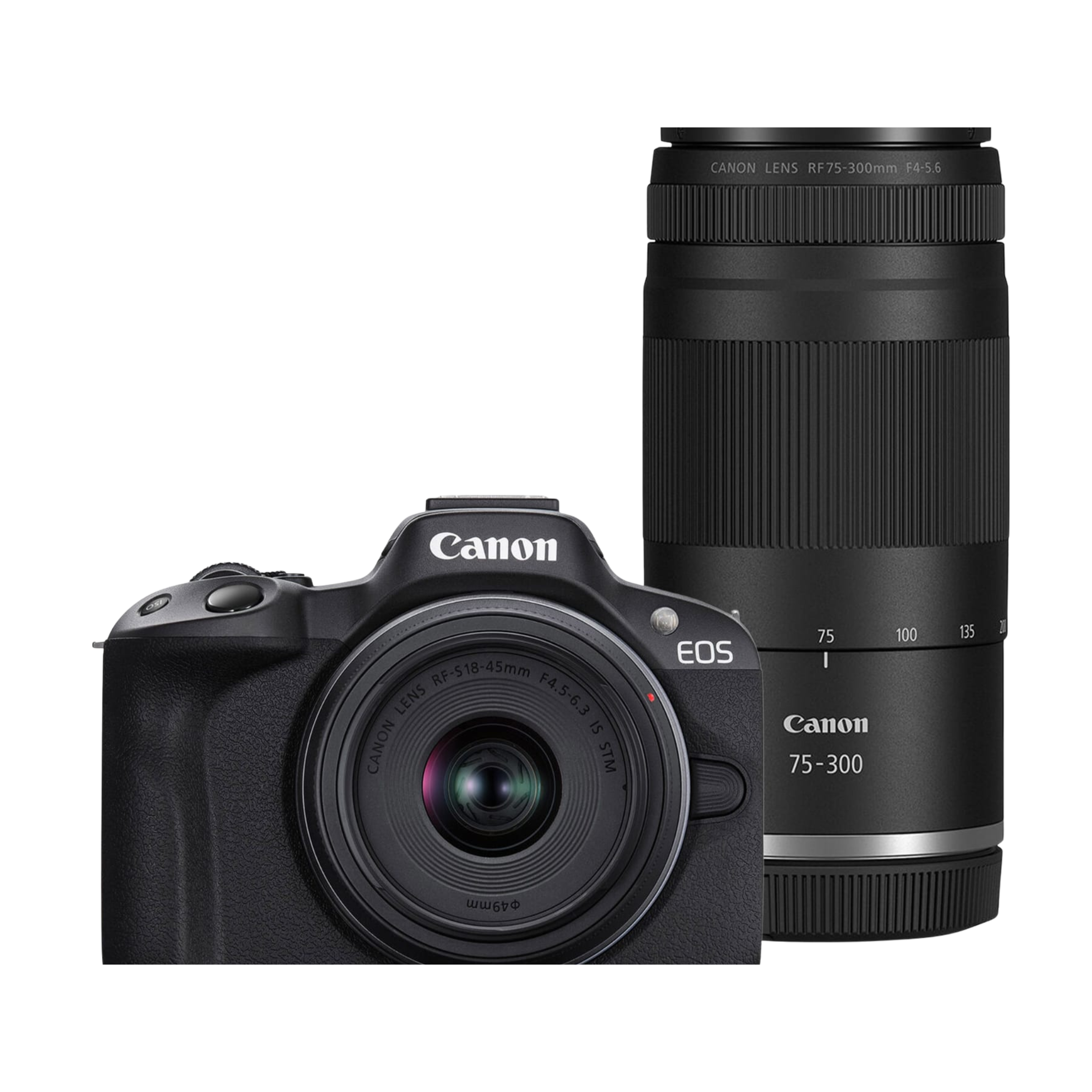 Cámara Mirrorless EOS R50 con Lente RF S 18-45mm y RF 75-300 + Kit Básico