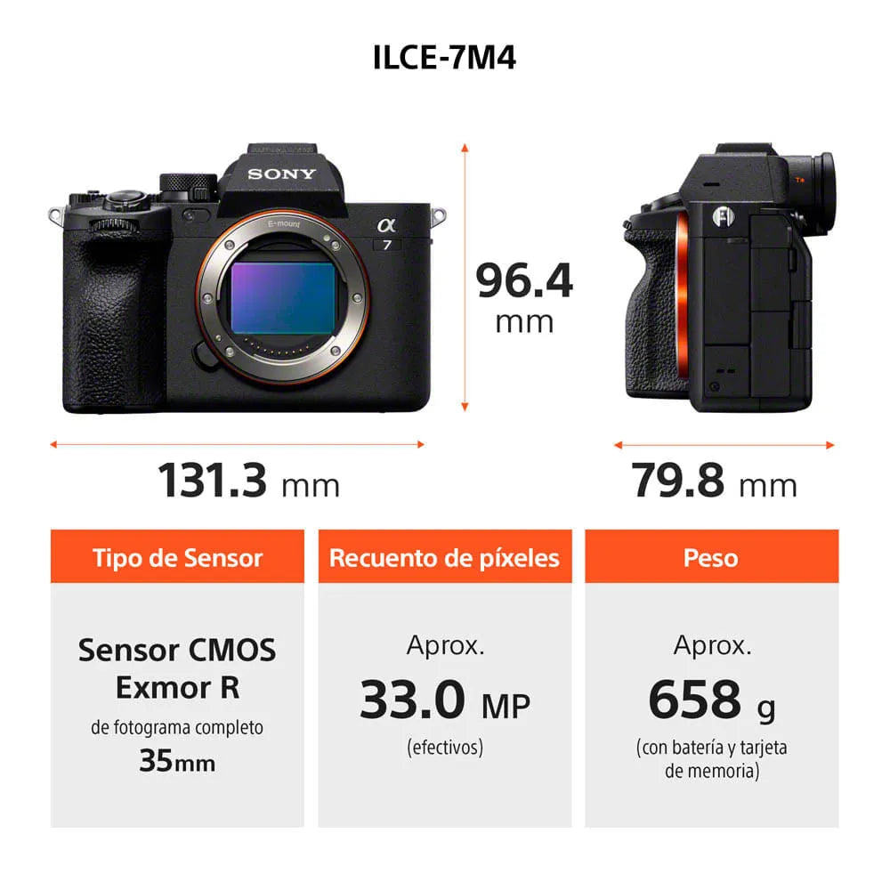 Combo: Cámara profesional Full Frame Mirrorless A7IV ILCE-7M4M + Estuche de transporte para cámaras LCS-BBK